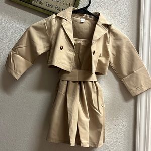 Baby girl dress with bow tie with matching jacket light weight